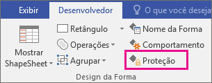 Proteção no Design da Forma na guia Desenvolvedor do Visio 2016