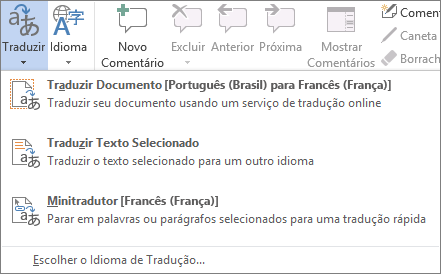 Tradução de um documento ou mensagem