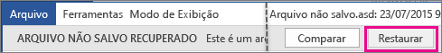 Restaurar documentos do Office 2016 