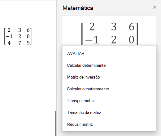 Opções de solução para Matrizes