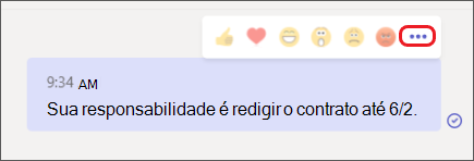 Mensagem realista com o menu Mais opções realçado.