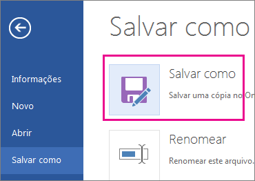 Salvar uma cópia no OneDrive