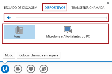 Captura de tela do menu de áudio em uma reunião