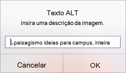 Menu de texto Alt para imagem do Outlook para iOS