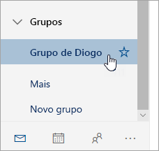 Uma captura de tela de um grupo no painel de navegação