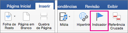 Na guia Inserir, o Indicador está realçado