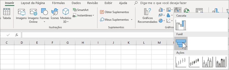 Inserir um gráfico de funil