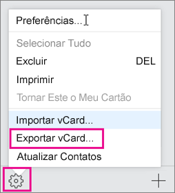 Escolha o menu Ações e escolha Exportar.