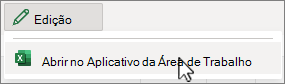 Abra a captura de tela do aplicativo de área de trabalho do Excel