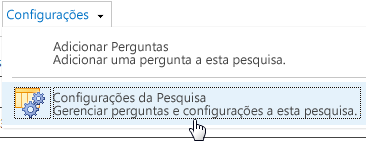 Configurações da pesquisa