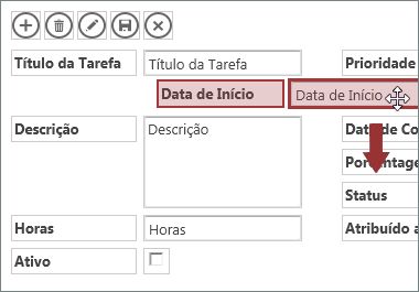 Ao mover um controle em um modo de exibição, os outros controles se ajustam automaticamente.