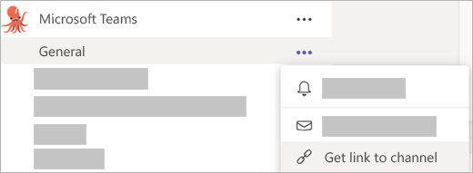Clicar em mais opções em um canal permite que você selecione obter link para o canal.