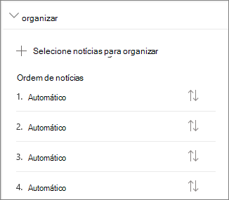 Seção Organizar notícias