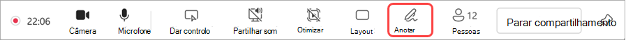 Anotar ícone para selecionar nos controles de reunião do Teams.