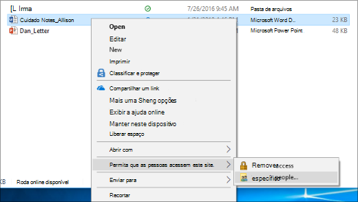 Compartilhando um arquivos com pessoas específicas em uma rede