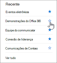 clique no início oco ao lado de um site para segui-lo.