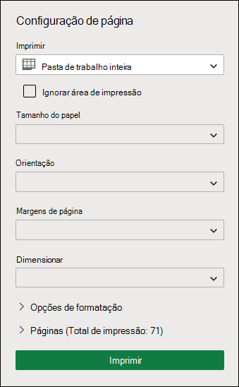 Imprimir pasta de trabalho inteira em Excel para a Web