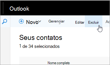 Uma captura de tela do botão Excluir na barra de navegação do Outlook.