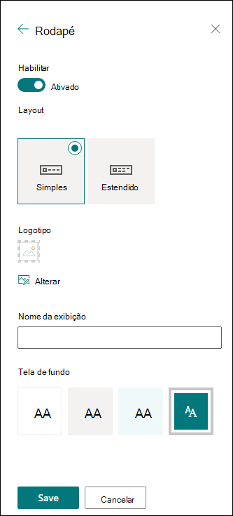 SharePoint rodapé do site