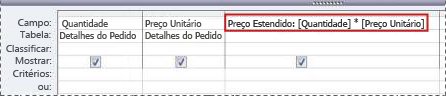 Usando uma expressão para criar um campo calculado em uma consulta.