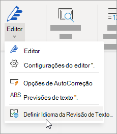 Na guia Revisão, clique em Editor > Definir linguagem de revisão