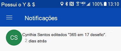 Obter notificações no centro de notificação do Android quando os coleções editarem seus arquivos compartilhados