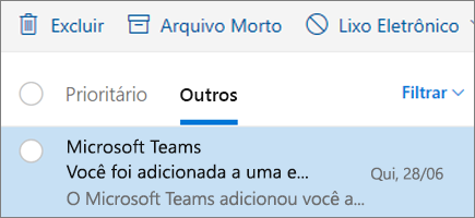 Arquivamento de mensagens no Outlook na Web