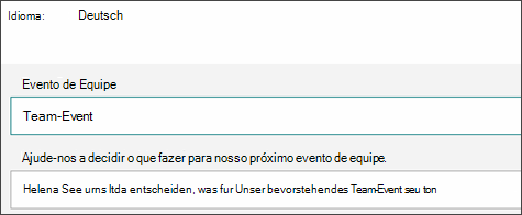 Adicionar texto no idioma que você escolheu