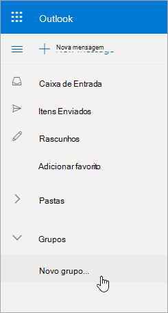 Novo local do Grupo na lista de pastas Outlook.com