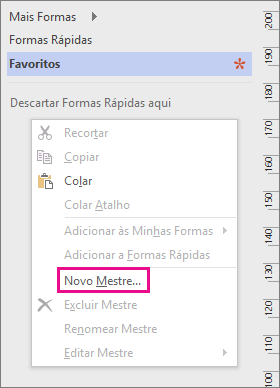 Clique com o botão direito do mouse na janela Formas sob a lista de estênceis e clique em Novo Mestre.