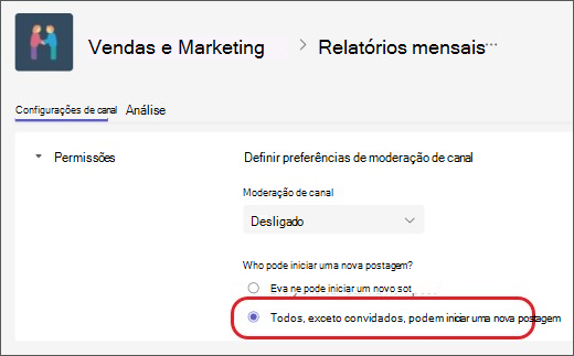 moderação de canal excluir convidados