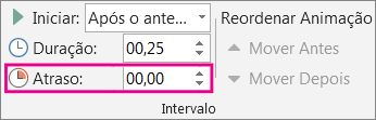 Pausar ou atrasar antes de iniciar o próximo efeito de animação