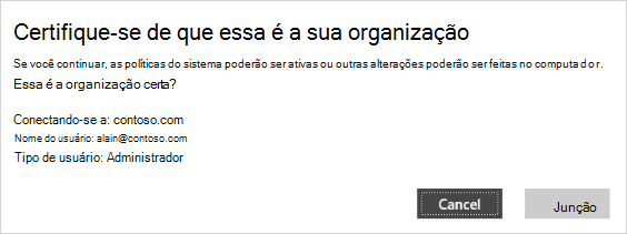 Certifique-se de que esta é a tela de verificação da sua organização