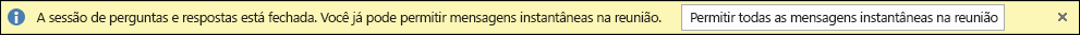 Captura de tela de uma notificação fechada de perguntas e respostas