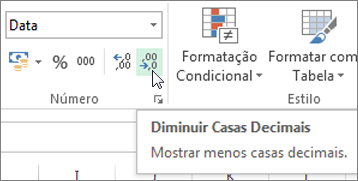 Botão Diminuir Casas Decimais