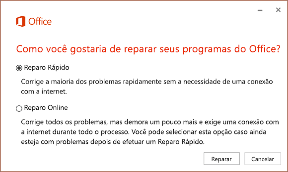Reparo Rápido do Office