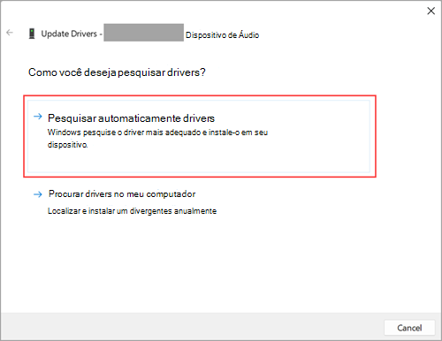 Procure drivers de áudio nas Configurações do Windows 11.