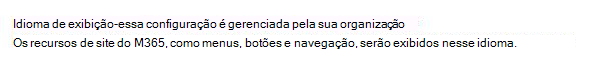 Imagem ilustrando a interface do usuário quando o idioma de exibição é gerenciado pelo administrador de IT.