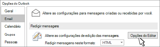 Botão Opções de editor