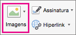 A opção Imagens é realçada na guia Mensagem.