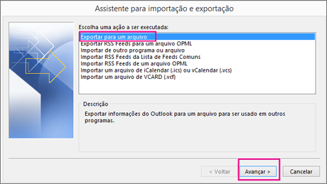 Escolha Exportar para um arquivo.