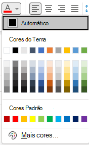 Menu de cor da fonte no Outlook.