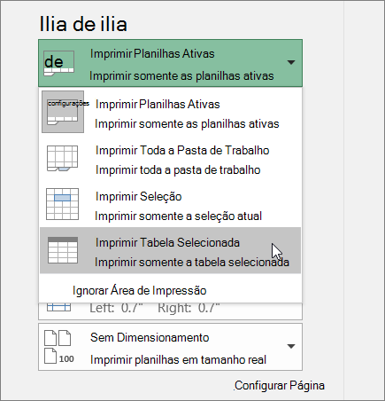 Imprimir Tabela Selecionada