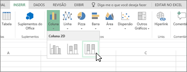 Guia Inserir, menu de gráficos