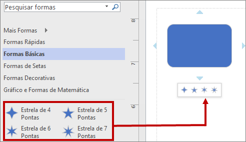 A minibarra de ferramentas com novas formas básicas