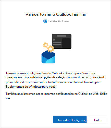 Importar configurações para o novo Outlook para Windows