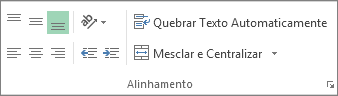 Grupo Alinhamento na guia Página Inicial