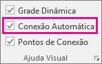 Marque ou desmarque a Conexão Automática na guia Exibir para ativar ou desativar esse recurso.