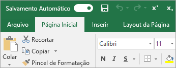 Barra de Ferramentas de Acesso Rápido mostrando os comandos sobrescrito e subscrito