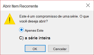 Você pode abrir um item em uma série ou em toda a série.